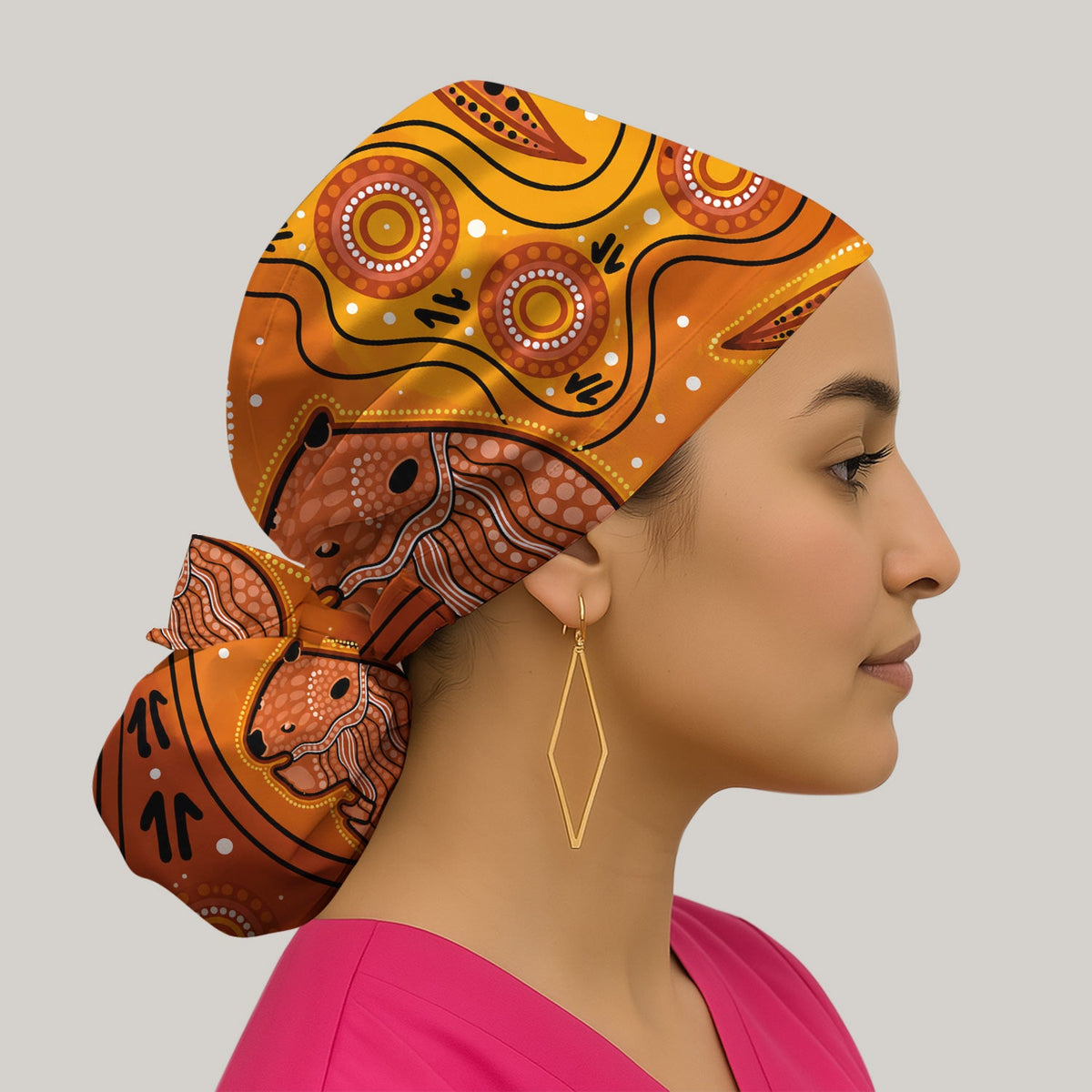 Australian Aboriginal Wombat Family Scrub Cap