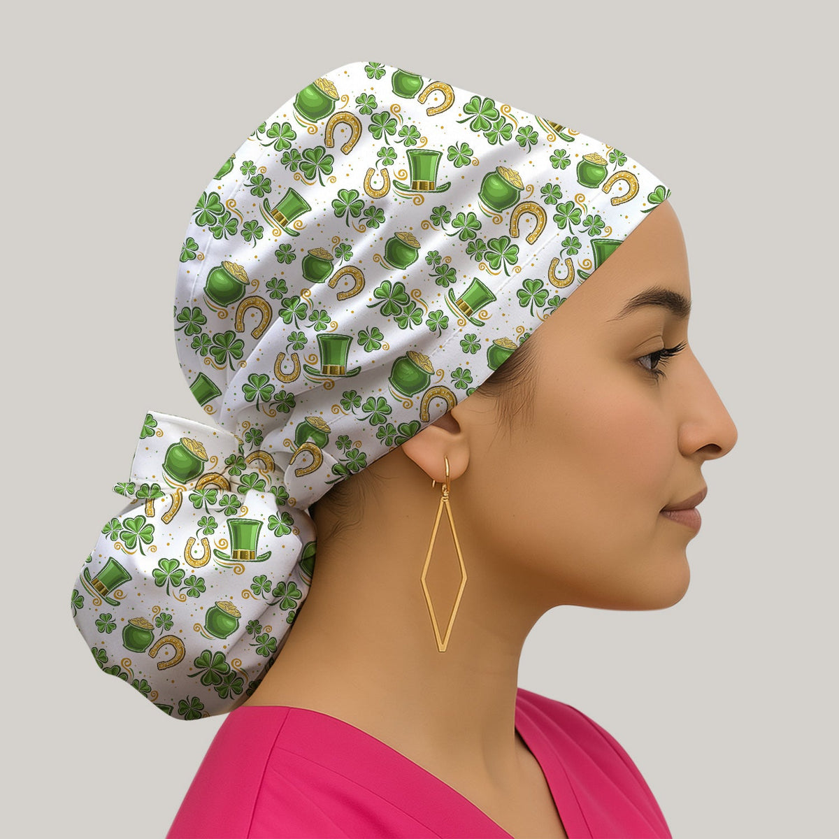 St Patrick Shamrock Scrub Cap