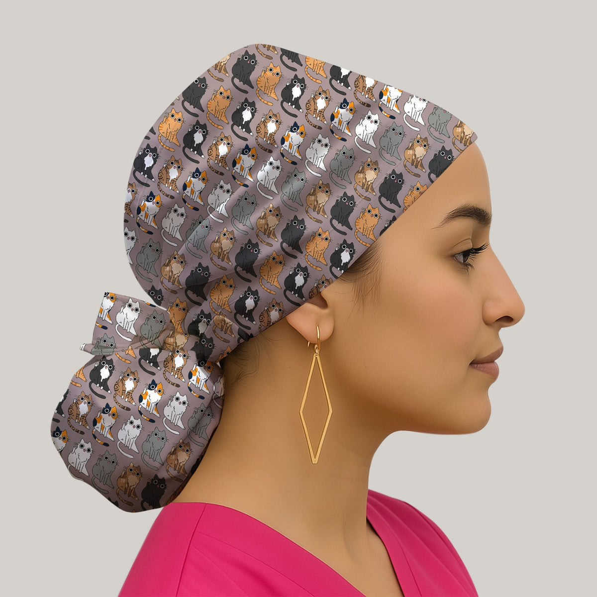 Cat Pattern Scrub Cap