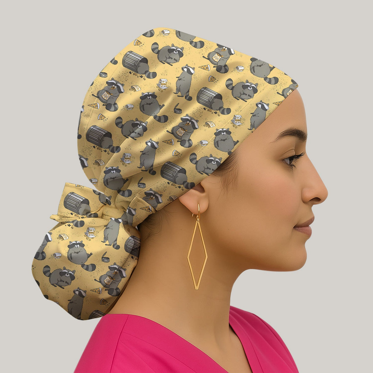 Raccoon Snack Trash Can Scrub Cap