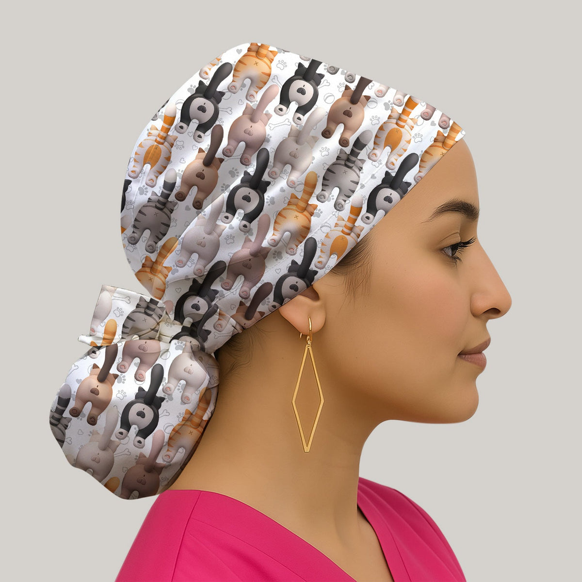 Cat Butt Paw Print Scrub Cap