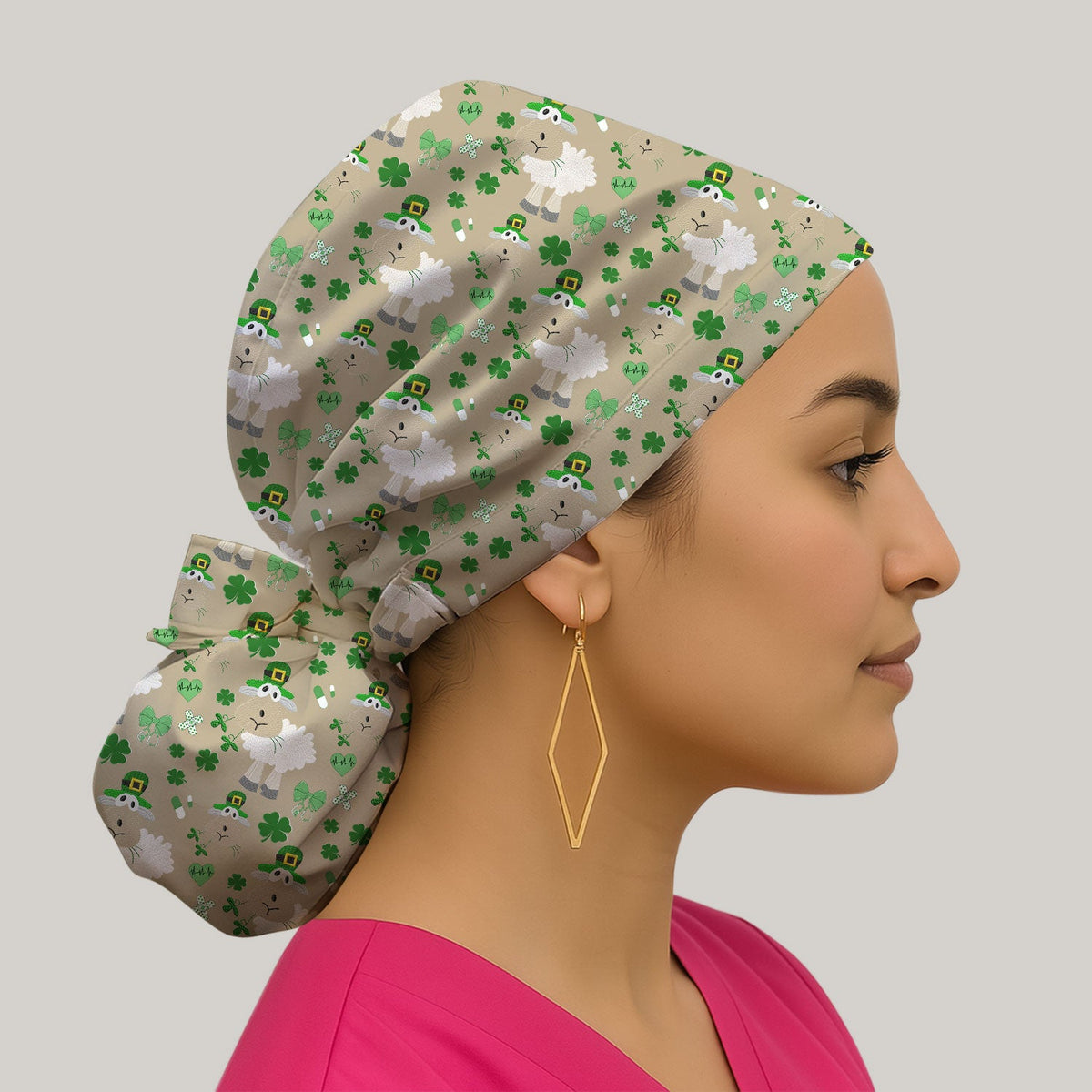 Sheep Shamrock Nurse Scrub Cap - St Patricks Day Gift