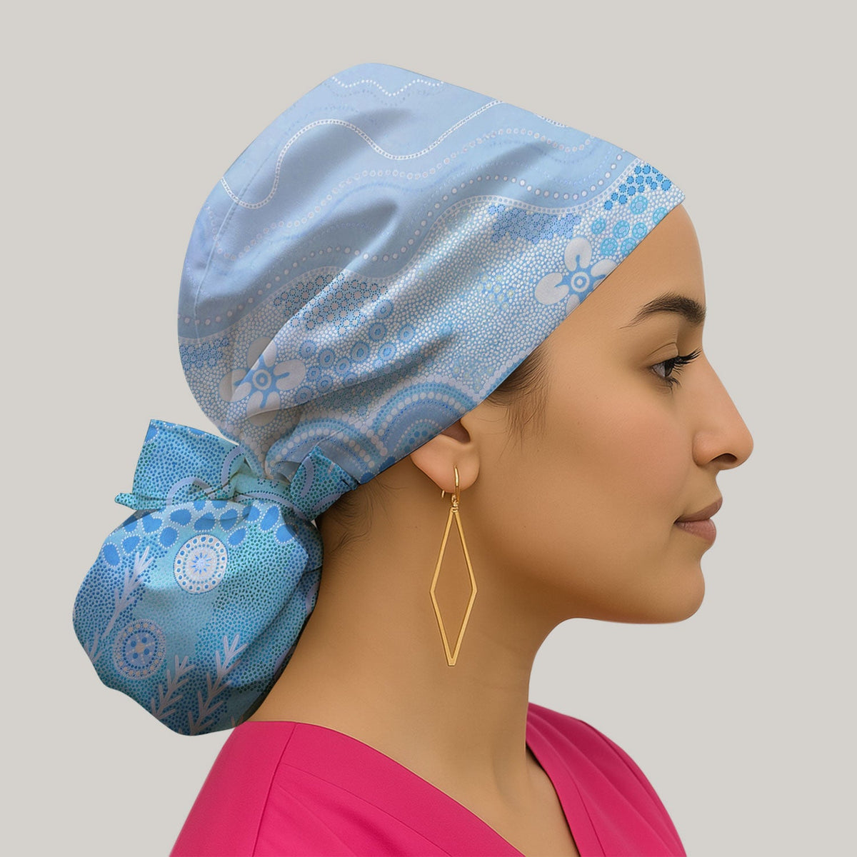 Floral Mandala Dot Scrub Cap