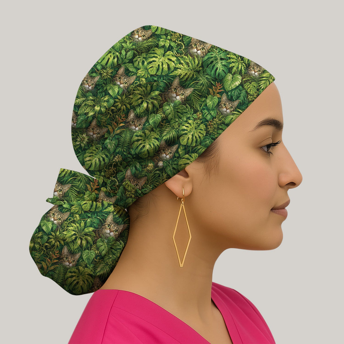Hidden Jungle Cat Veterinary Nurse Scrub Cap