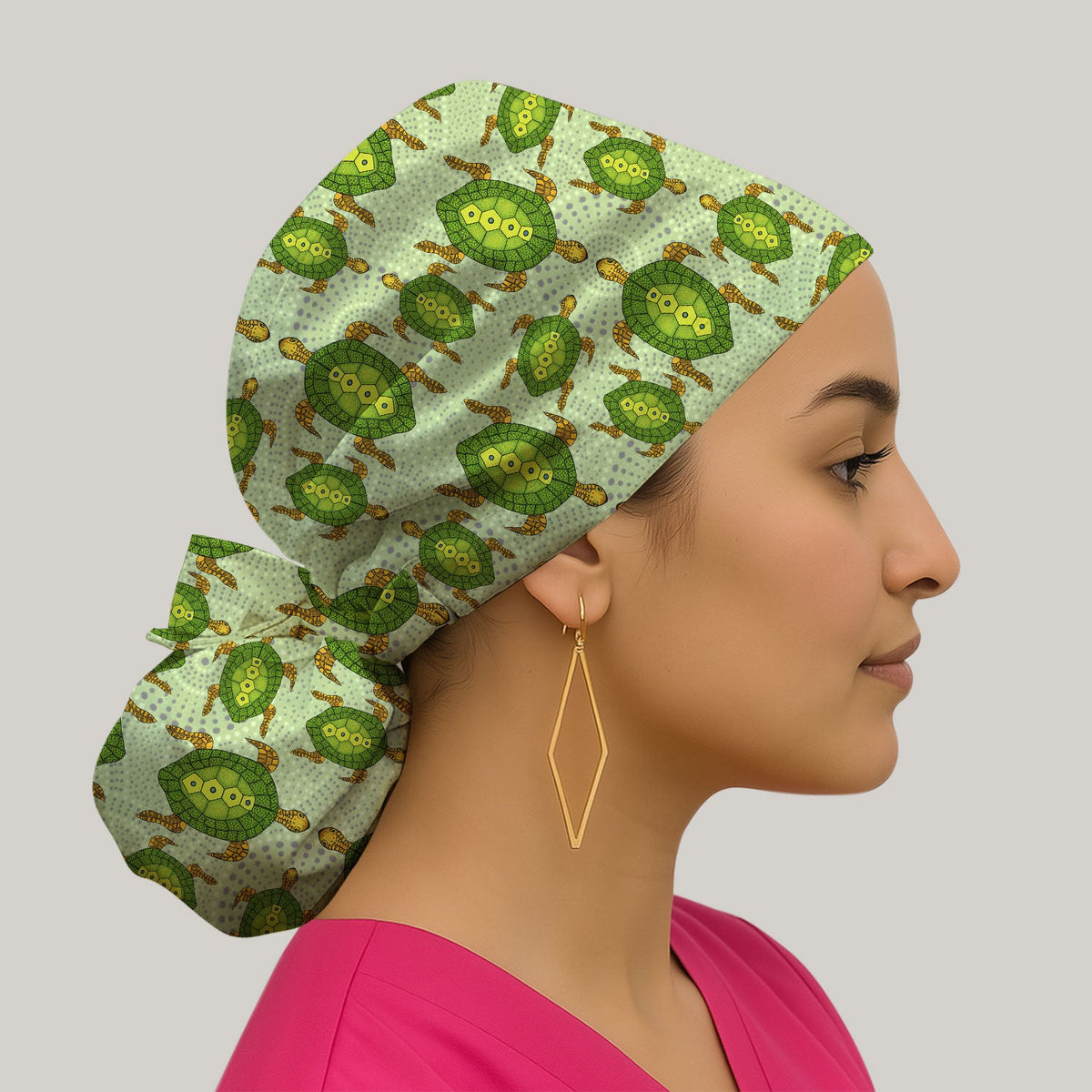 Australian Turtle Dot Art Scrub Cap