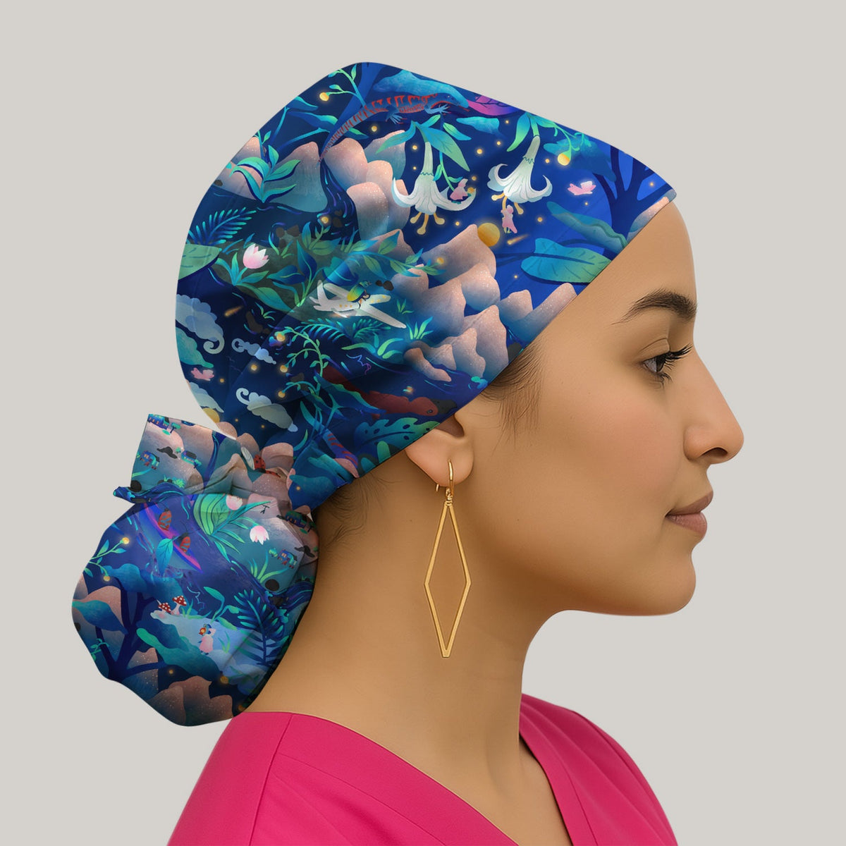 Whimsical Mountain Bug Scrub Cap