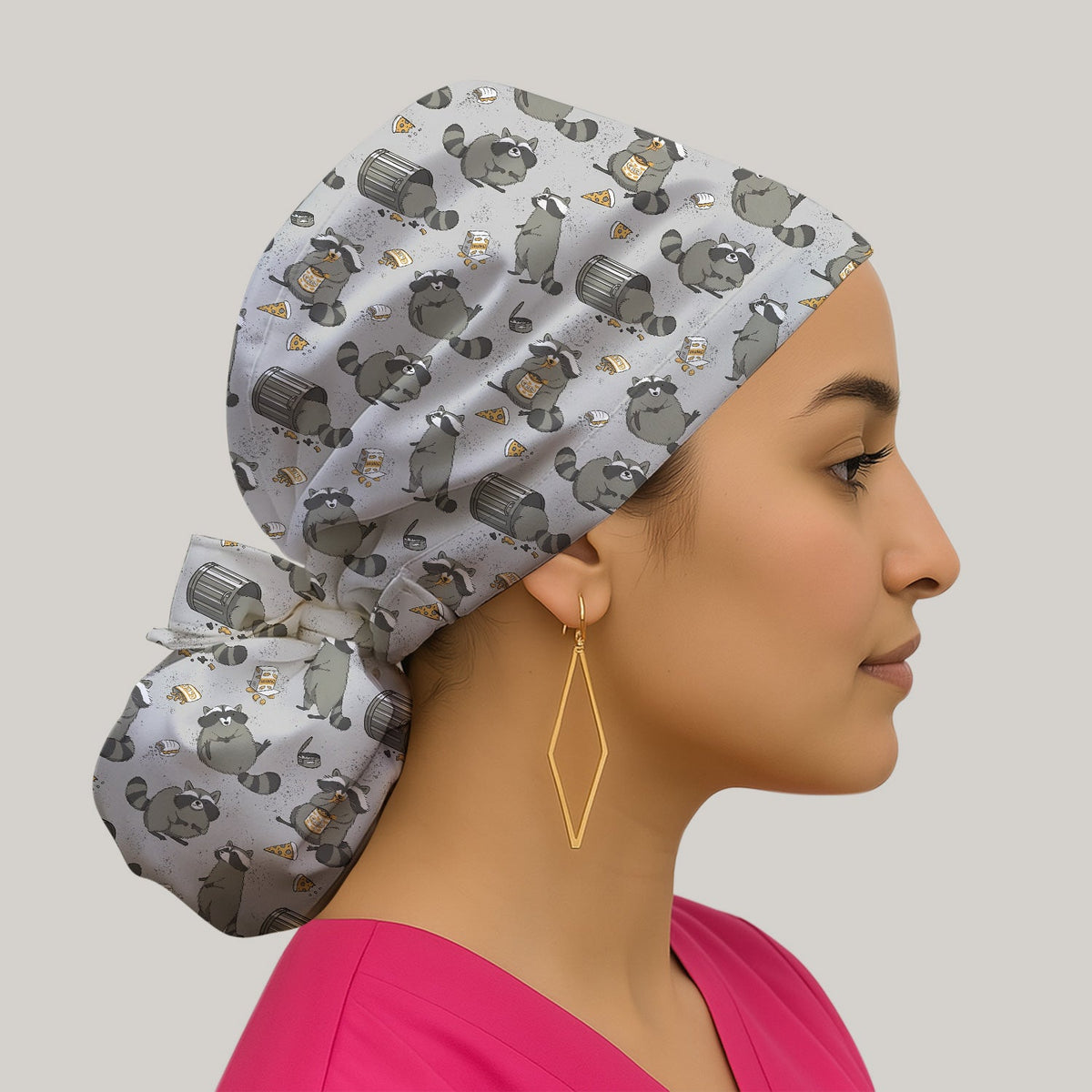 Raccoon Snack Trash Can Scrub Cap