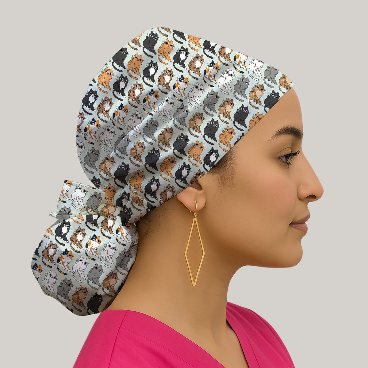 Cat Pattern Scrub Cap
