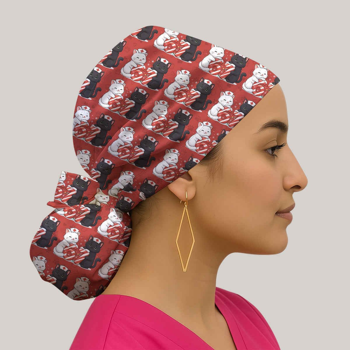 Xmas Cat Nurse Six Seven Scrub Cap