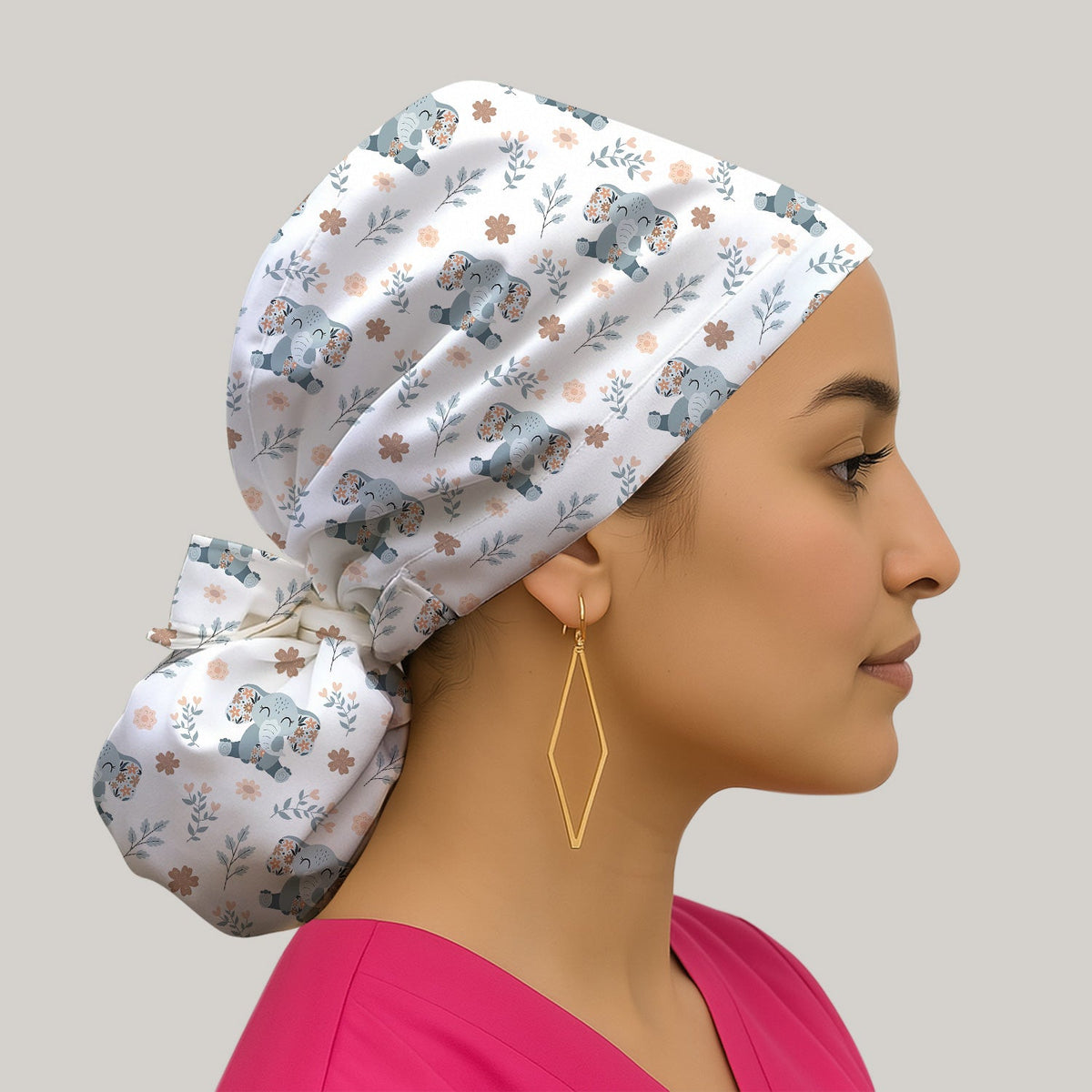 Elephant Floral Scrub Cap