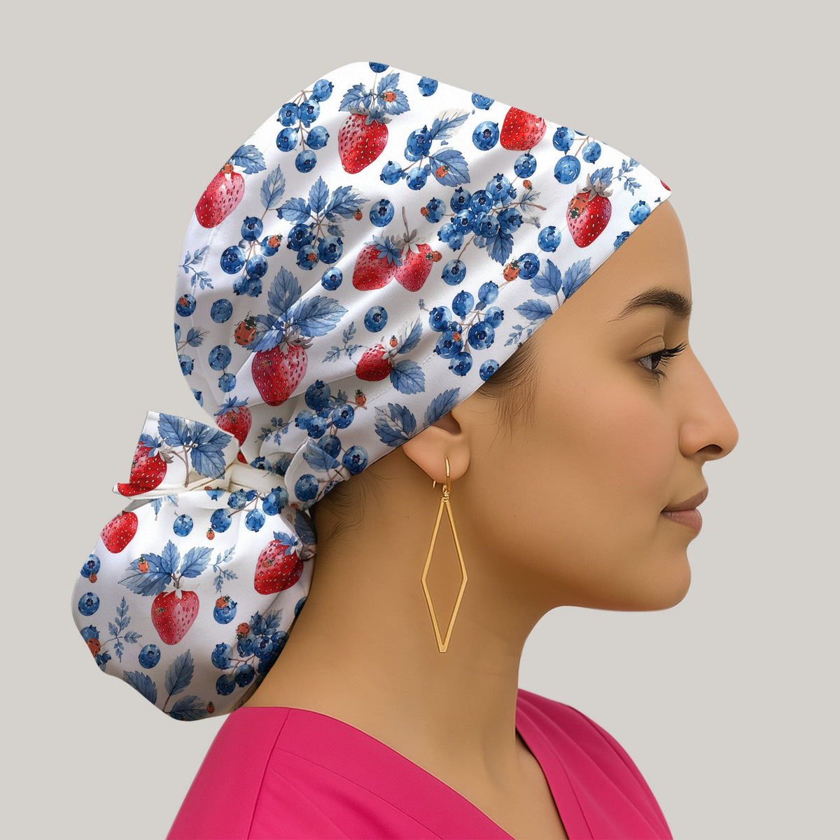 Strawberry Blueberry Ladybug Scrub Cap