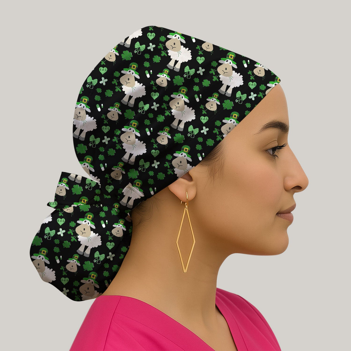 Sheep Shamrock Nurse Scrub Cap - St Patricks Day Gift