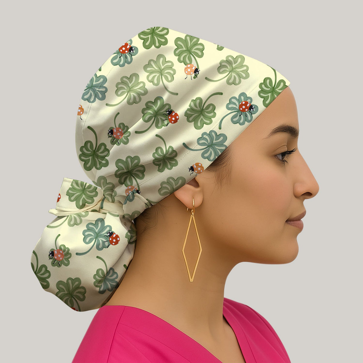Clover And Ladybug Lucky Garden Scrub Cap