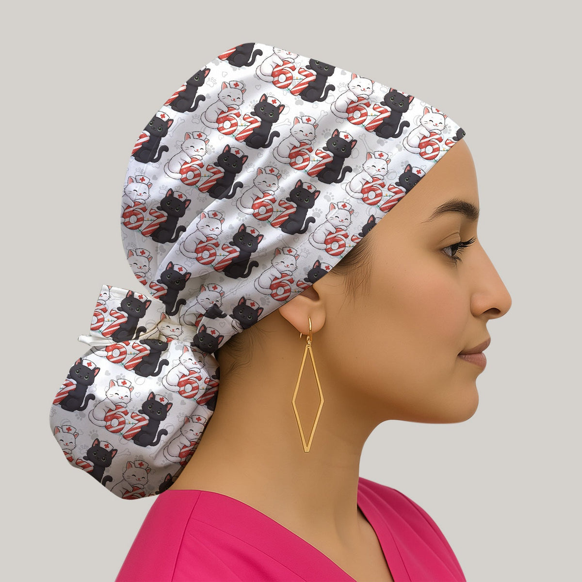 Xmas Cat Nurse Six Seven Scrub Cap