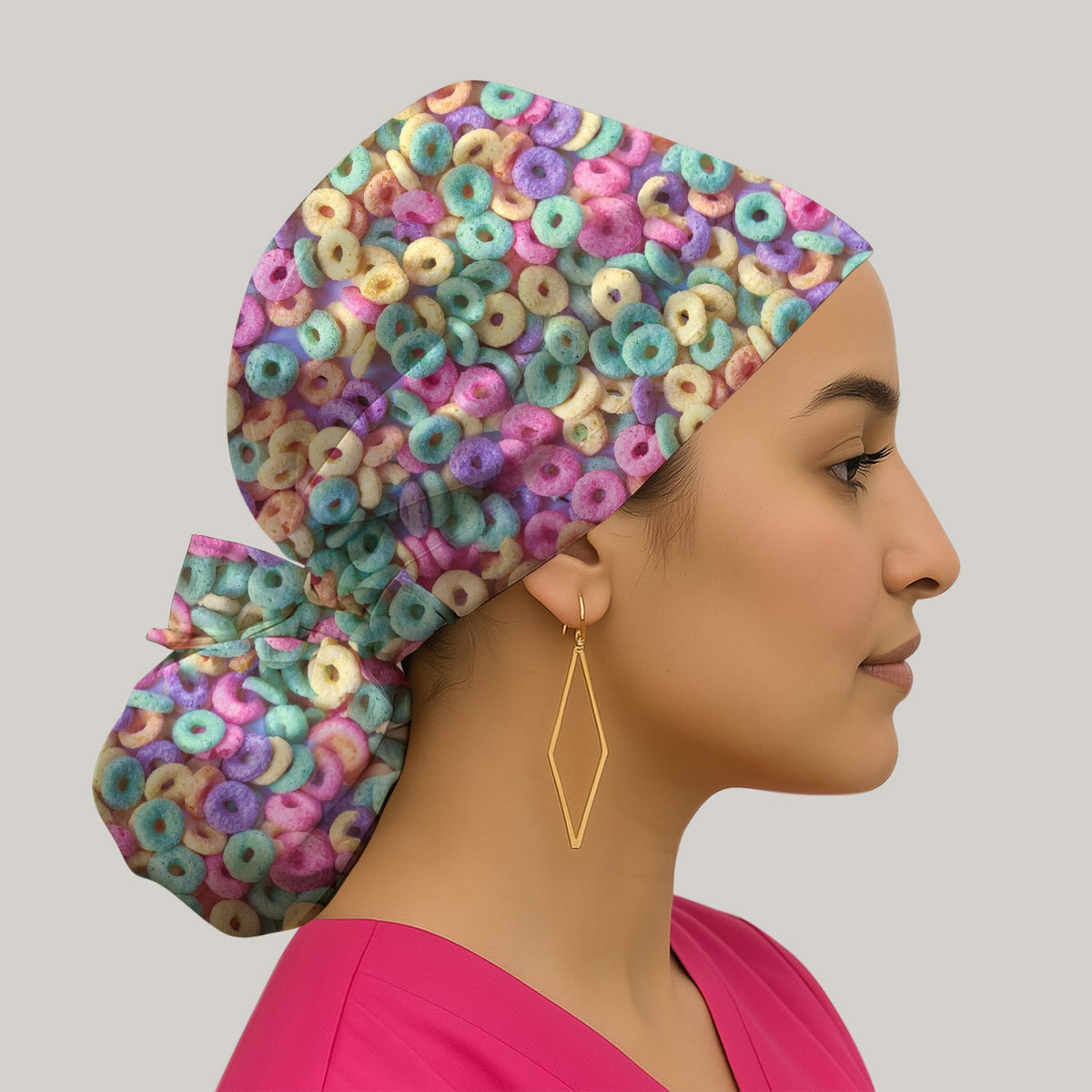 Colorful Cereal Loops Scrub Cap