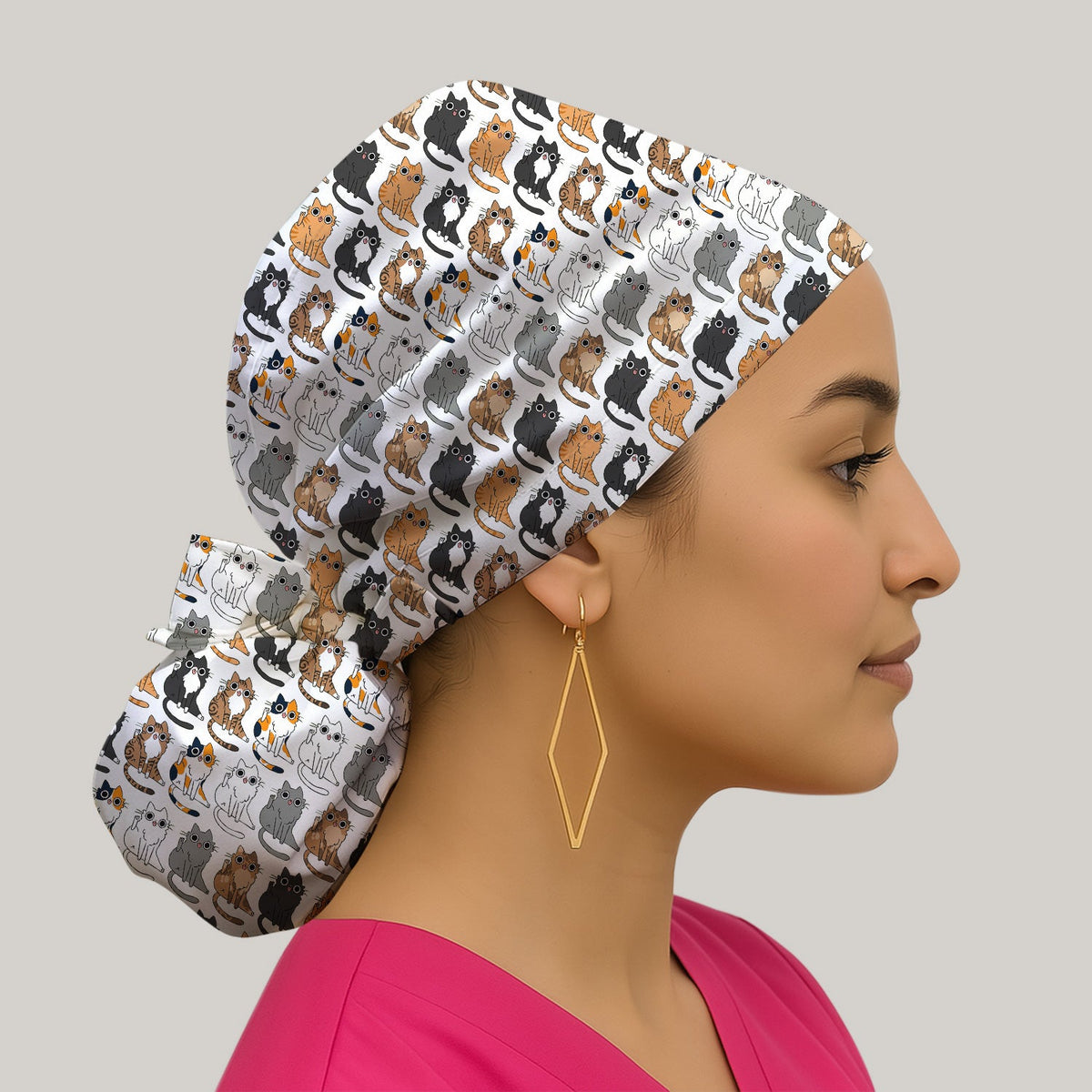 Cat Pattern Scrub Cap