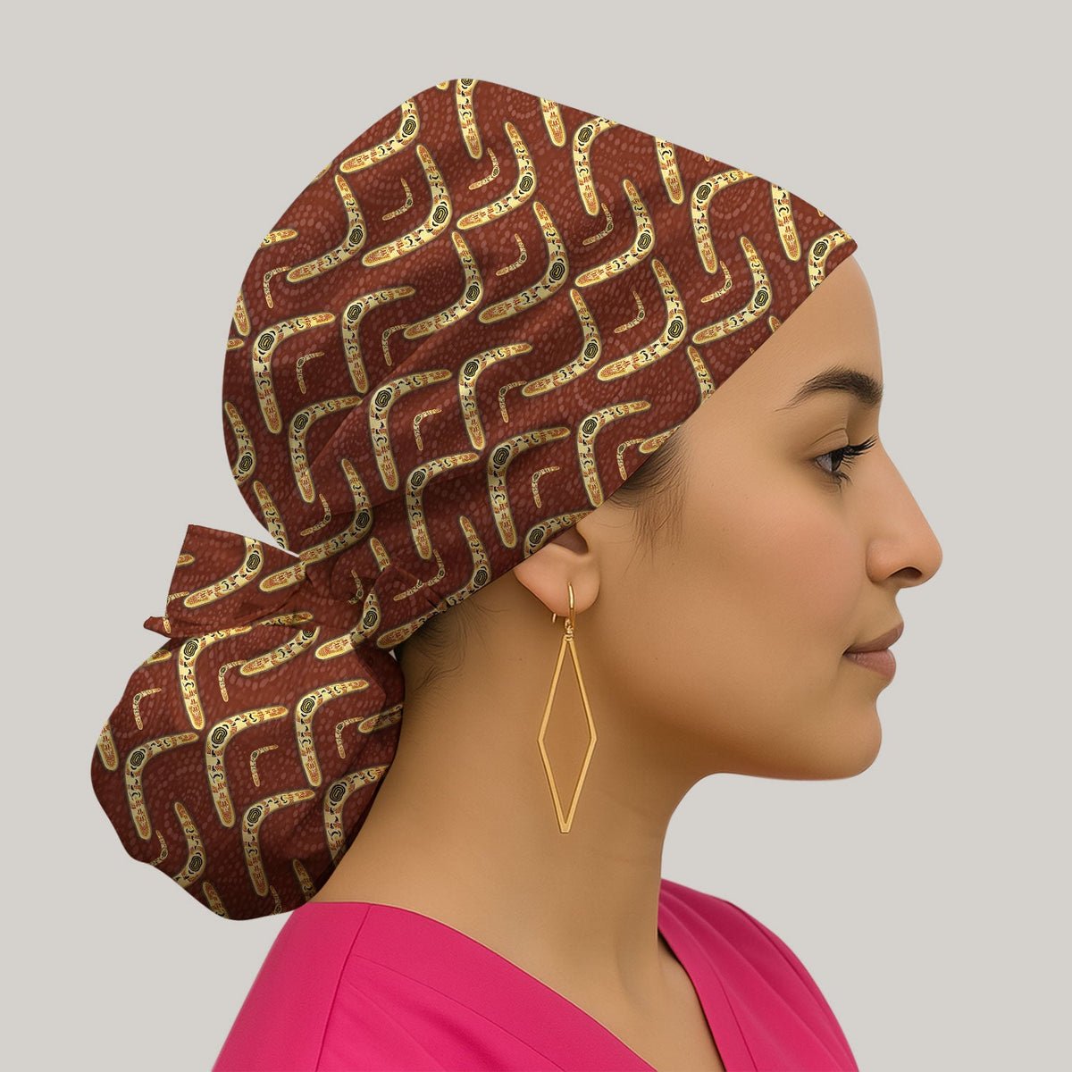 Aboriginal Boomerang Scrub Cap