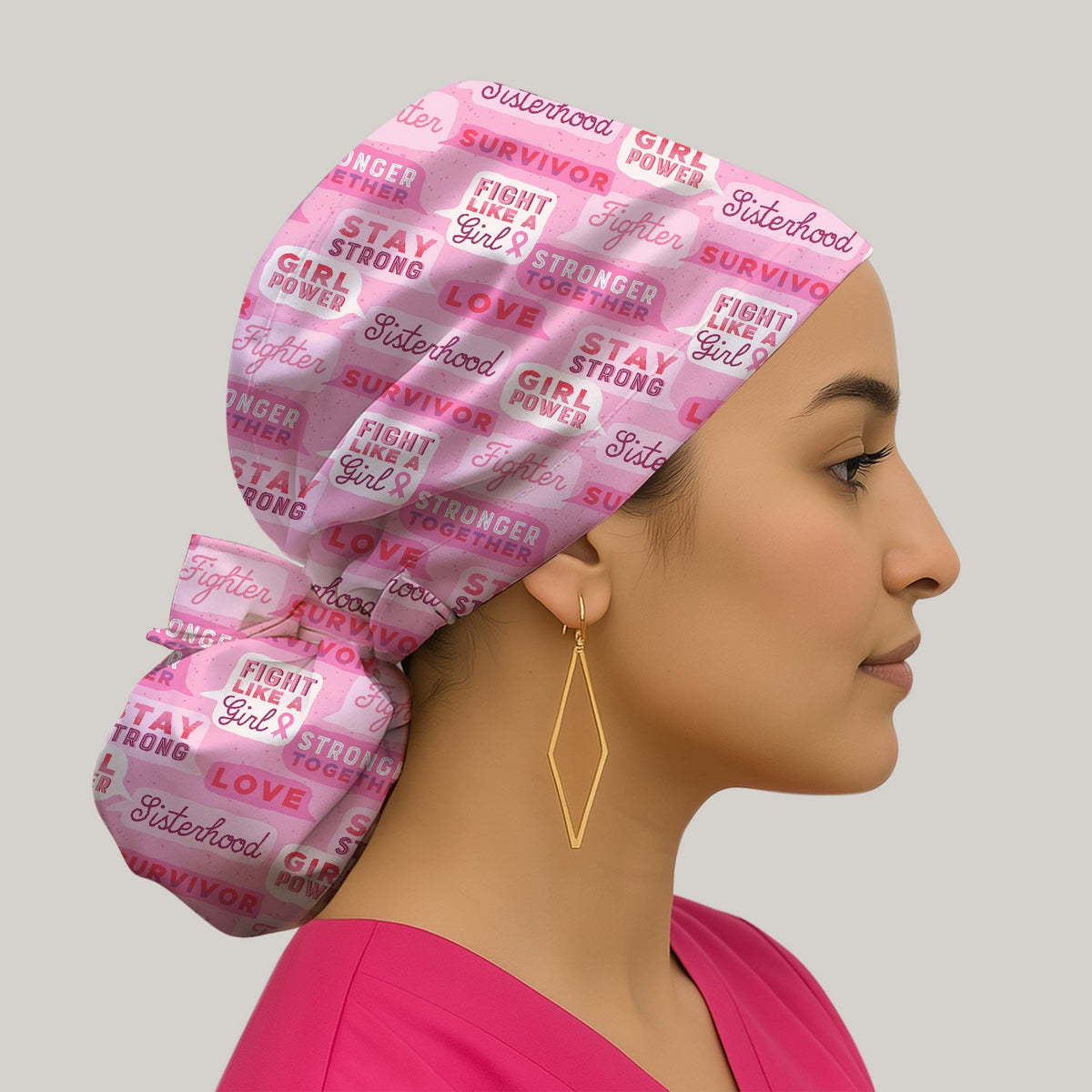 Pink Ribbon Quotes Scrub Cap