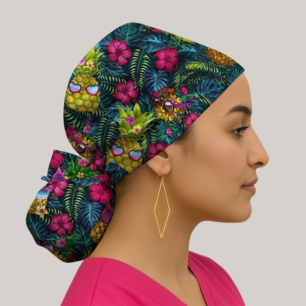 Tropical Pineapple Sunglasses Scrub Cap