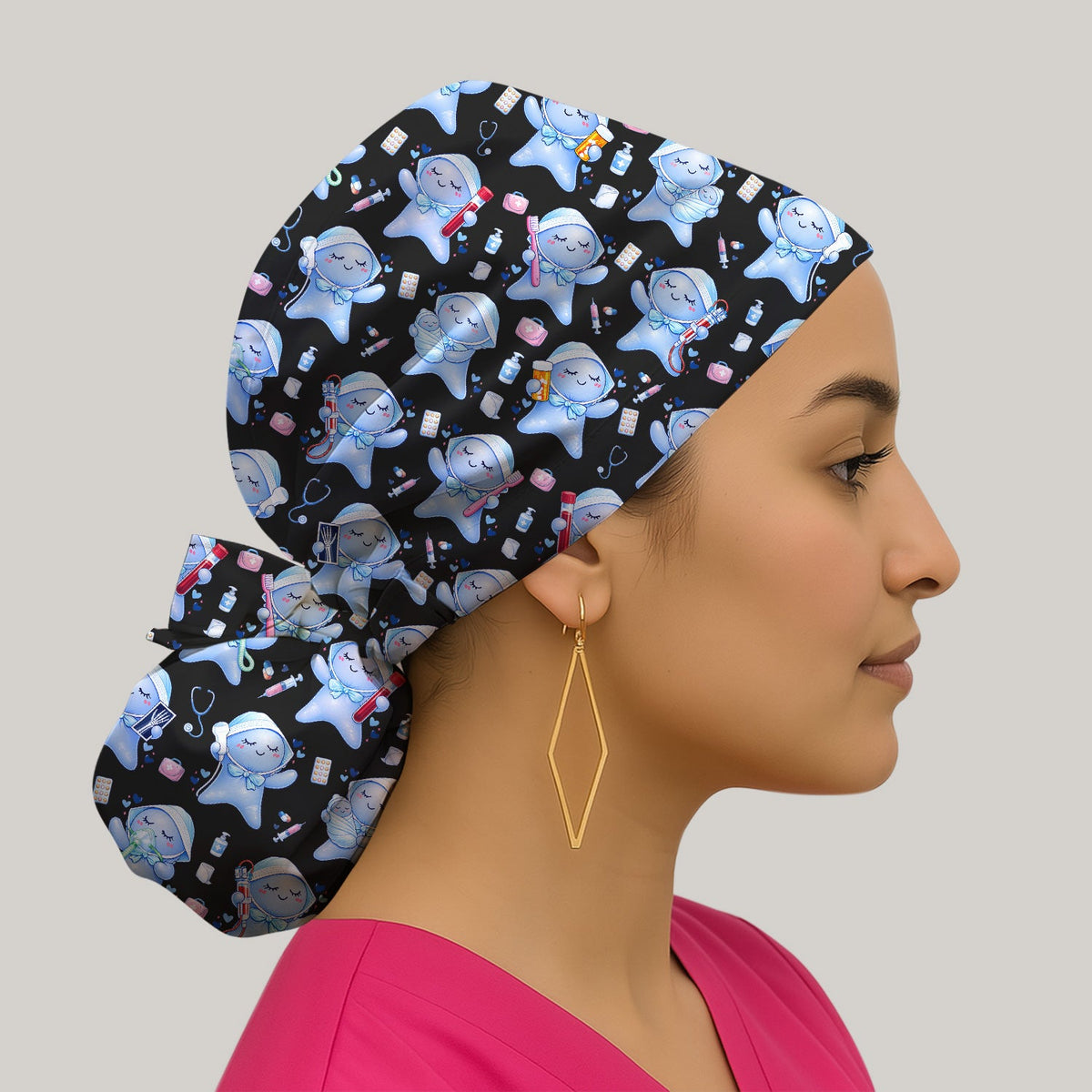 Dental Tooth Character Scrub Cap