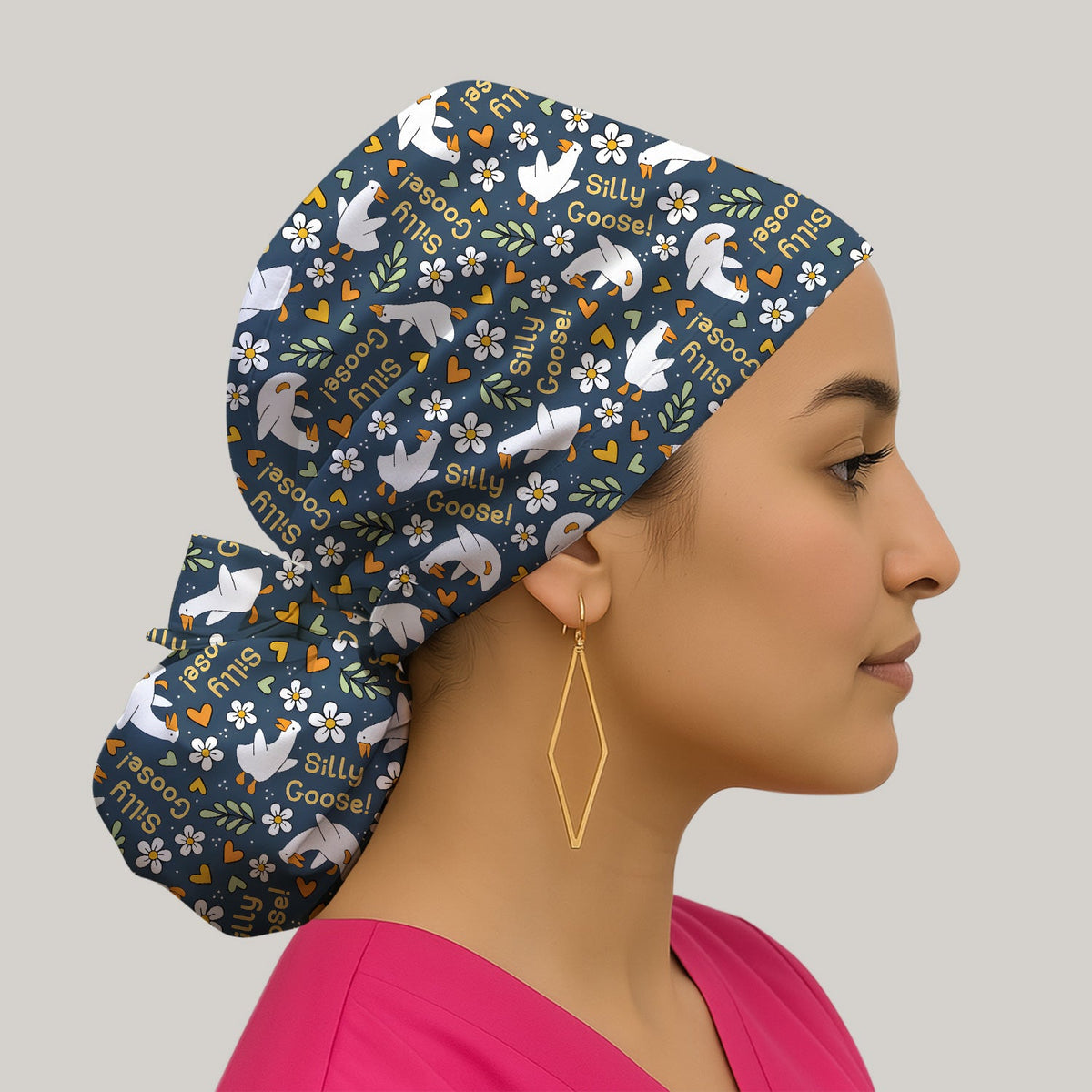 Silly Goose Floral Scrub Cap