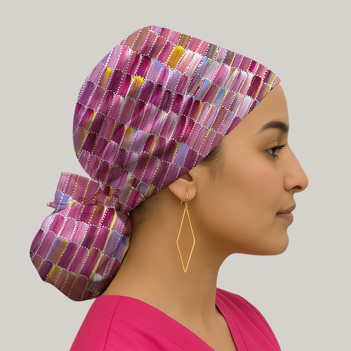 Colorful Abstract Brushstroke Dotted Scrub Cap
