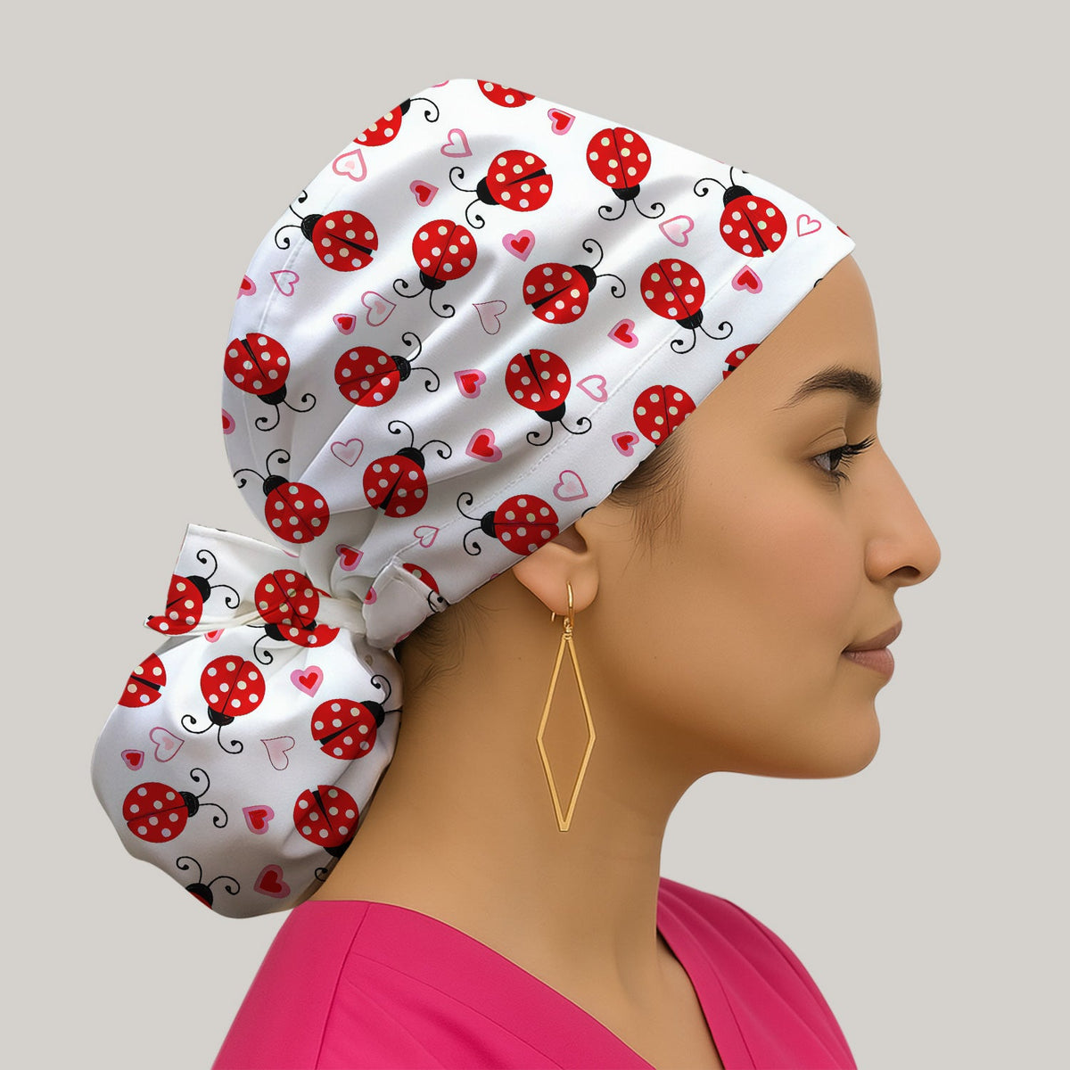 Ladybug Heart Love Scrub Cap