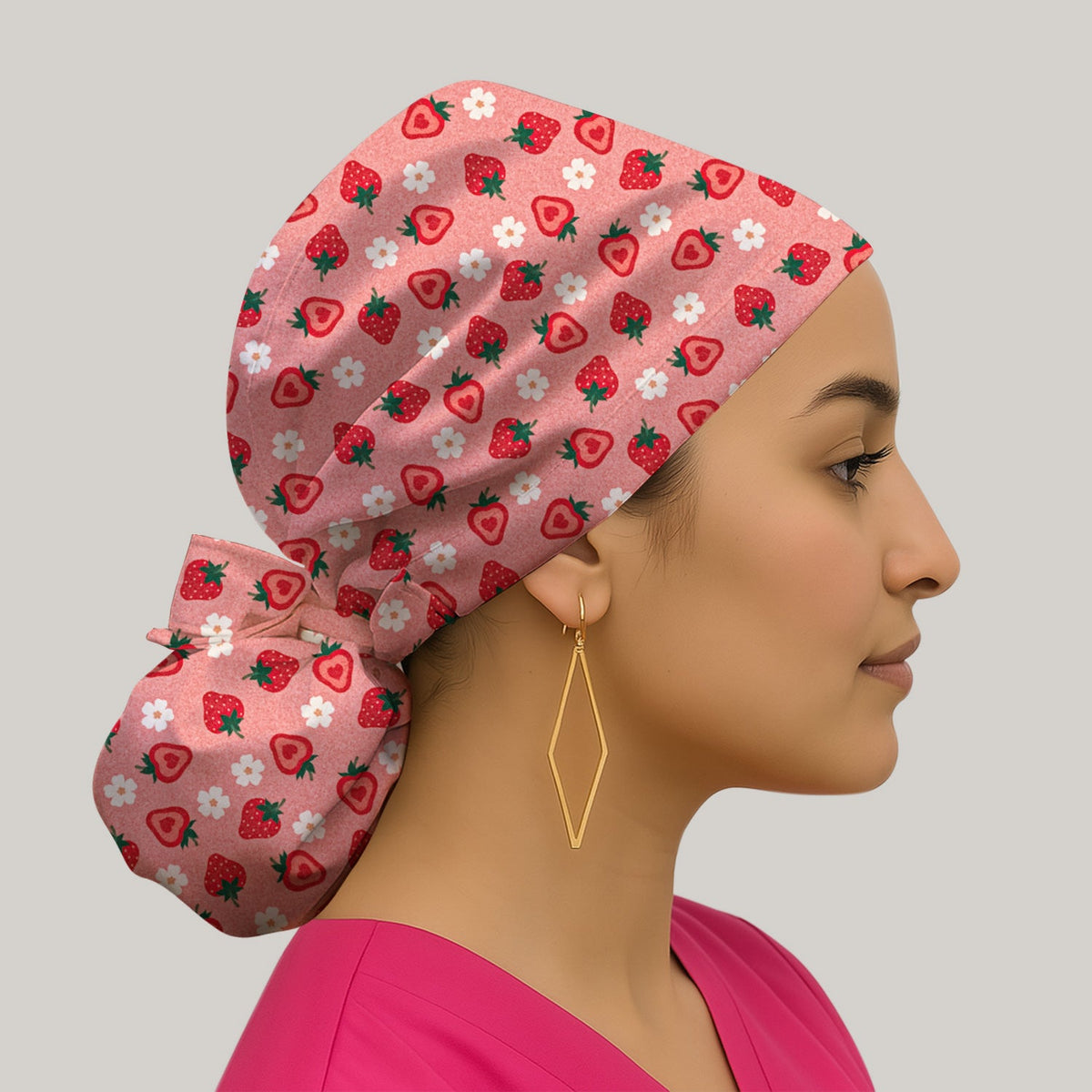 Sweet Strawberry Blossom Scrub Cap