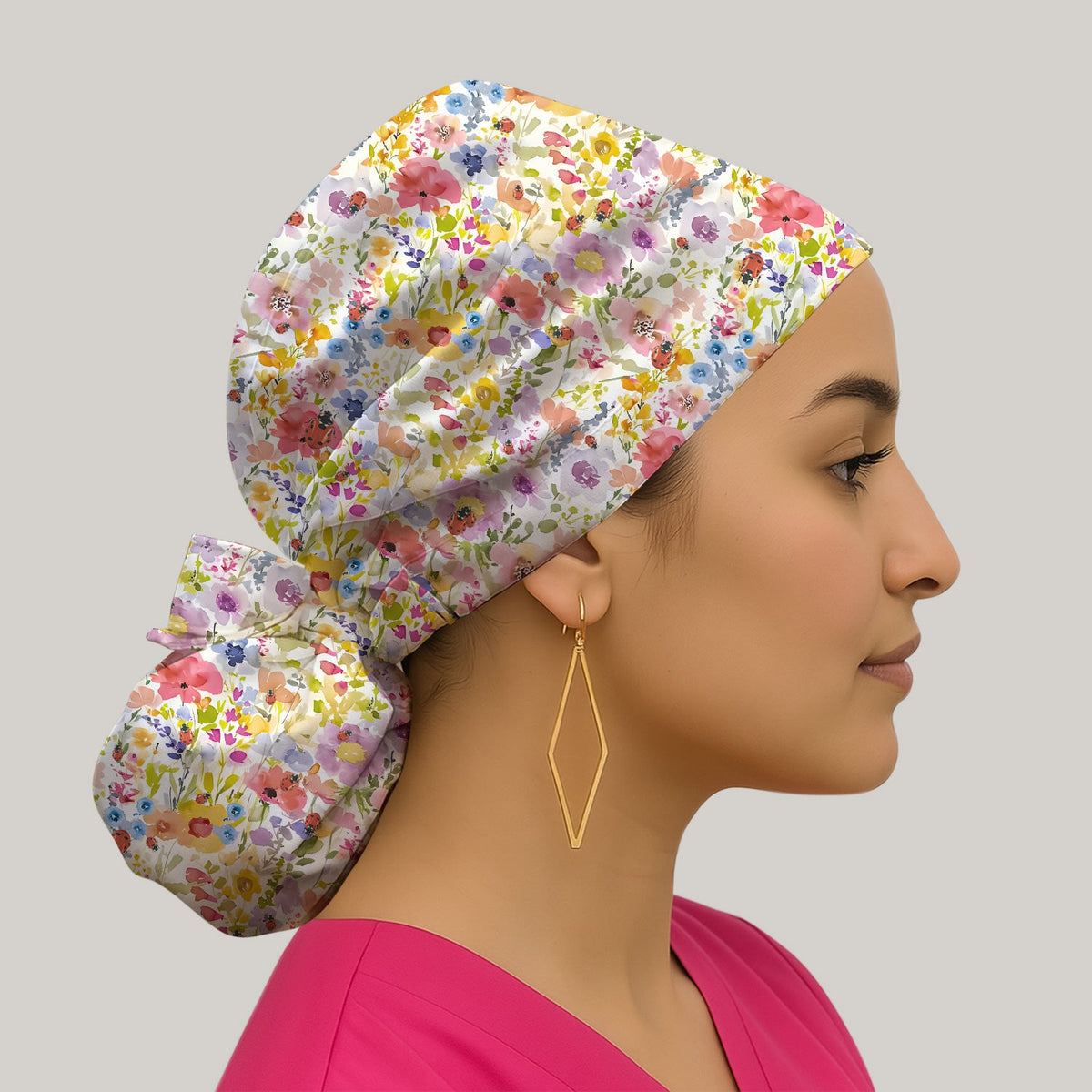 Wildflower Ladybug Garden Scrub Cap