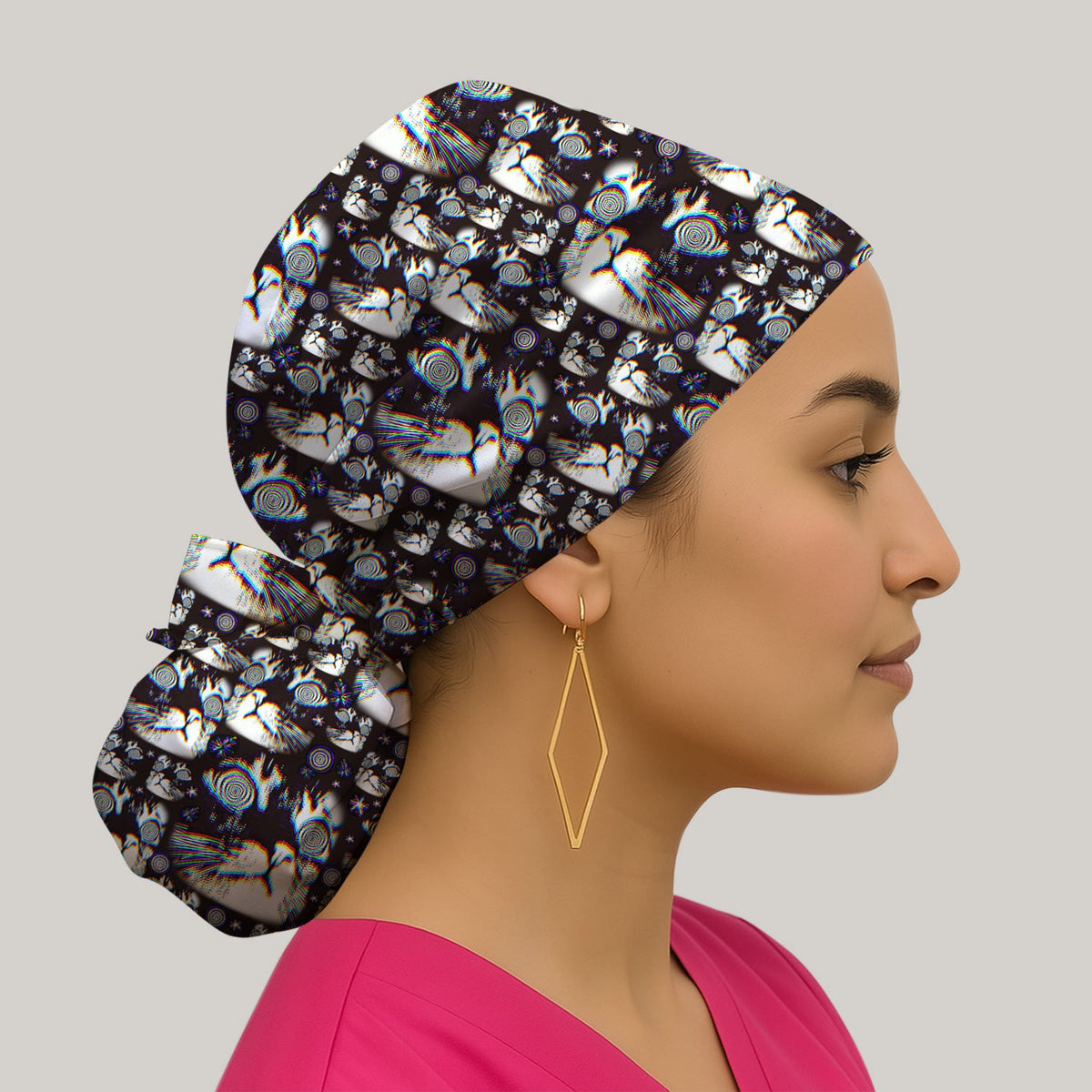 Cosmic Cat Eye Spiral Scrub Cap