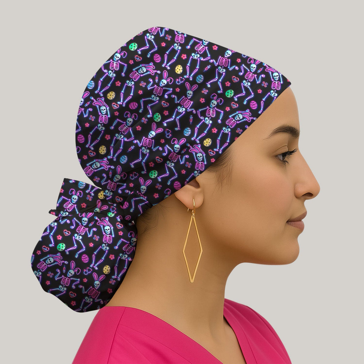 Neon Skeleton Scrub Cap - Easter Gift