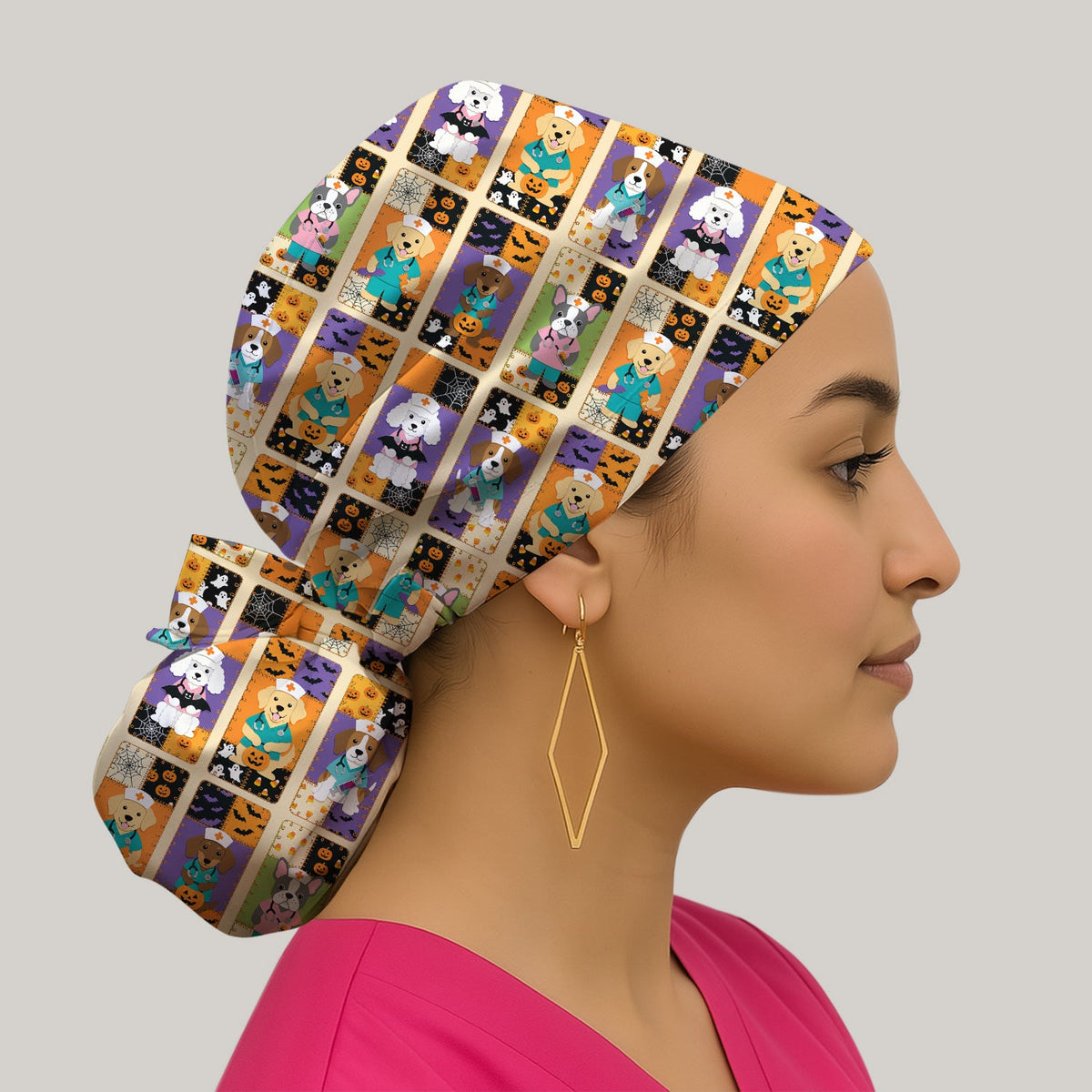 Spooky Dog Veterinary Scrub Cap