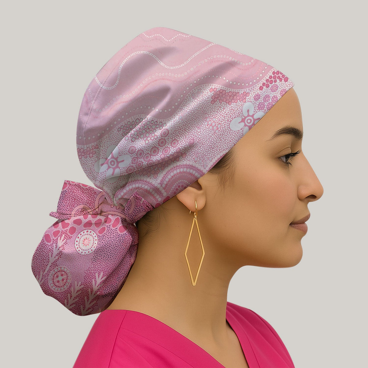 Floral Mandala Dot Scrub Cap