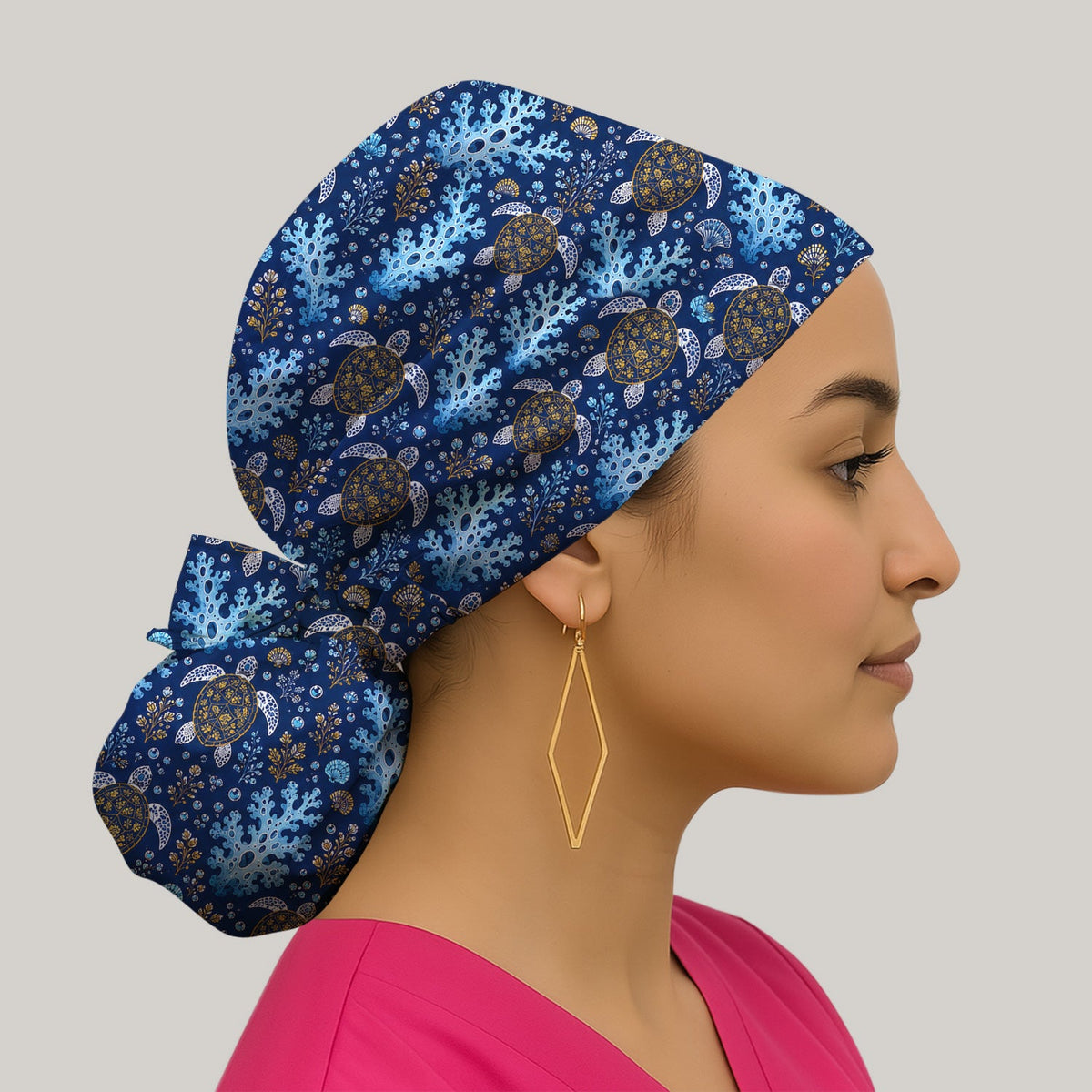Ocean Turtle Coral Nurse Scrub Cap
