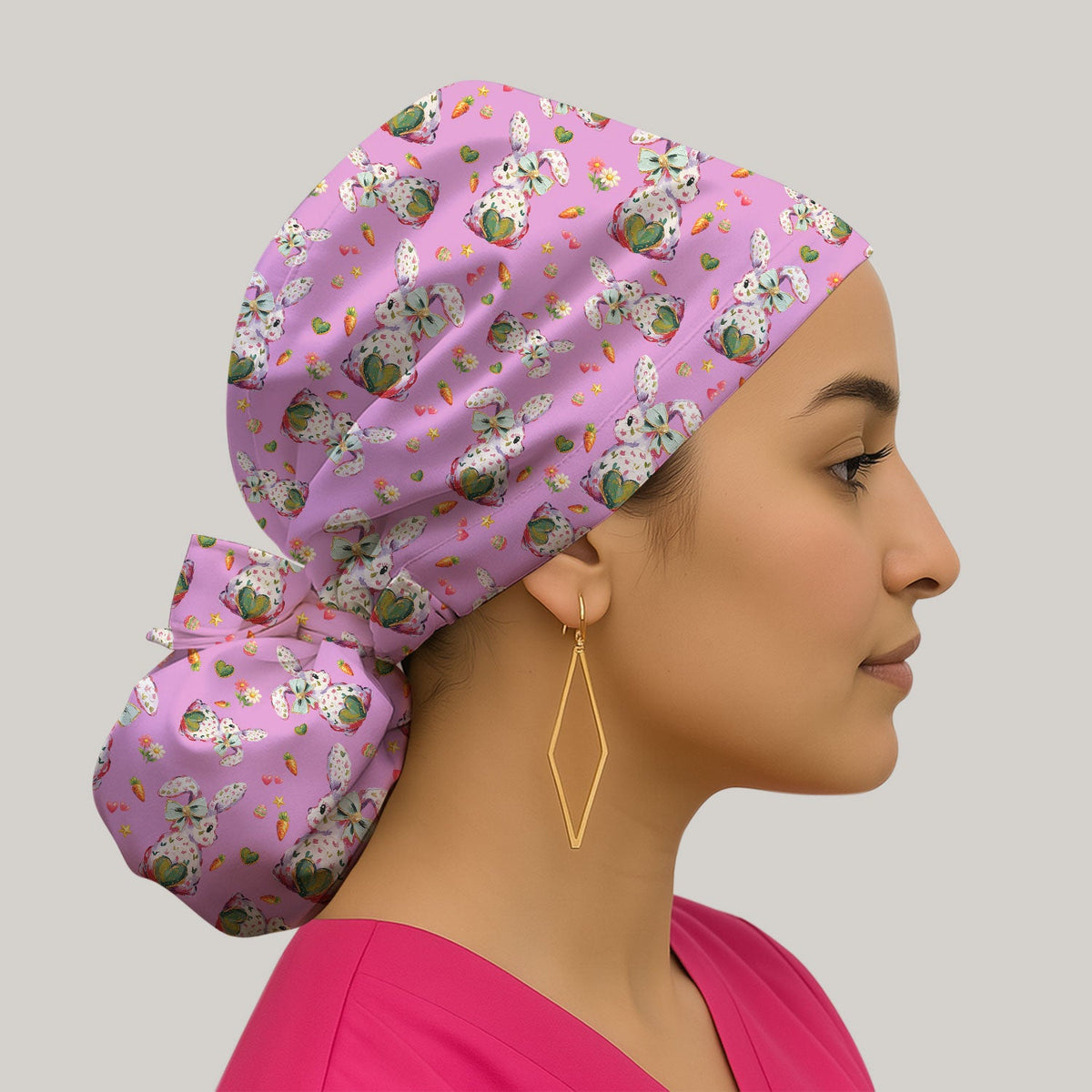 Pastel Bunny Easter Scrub Cap