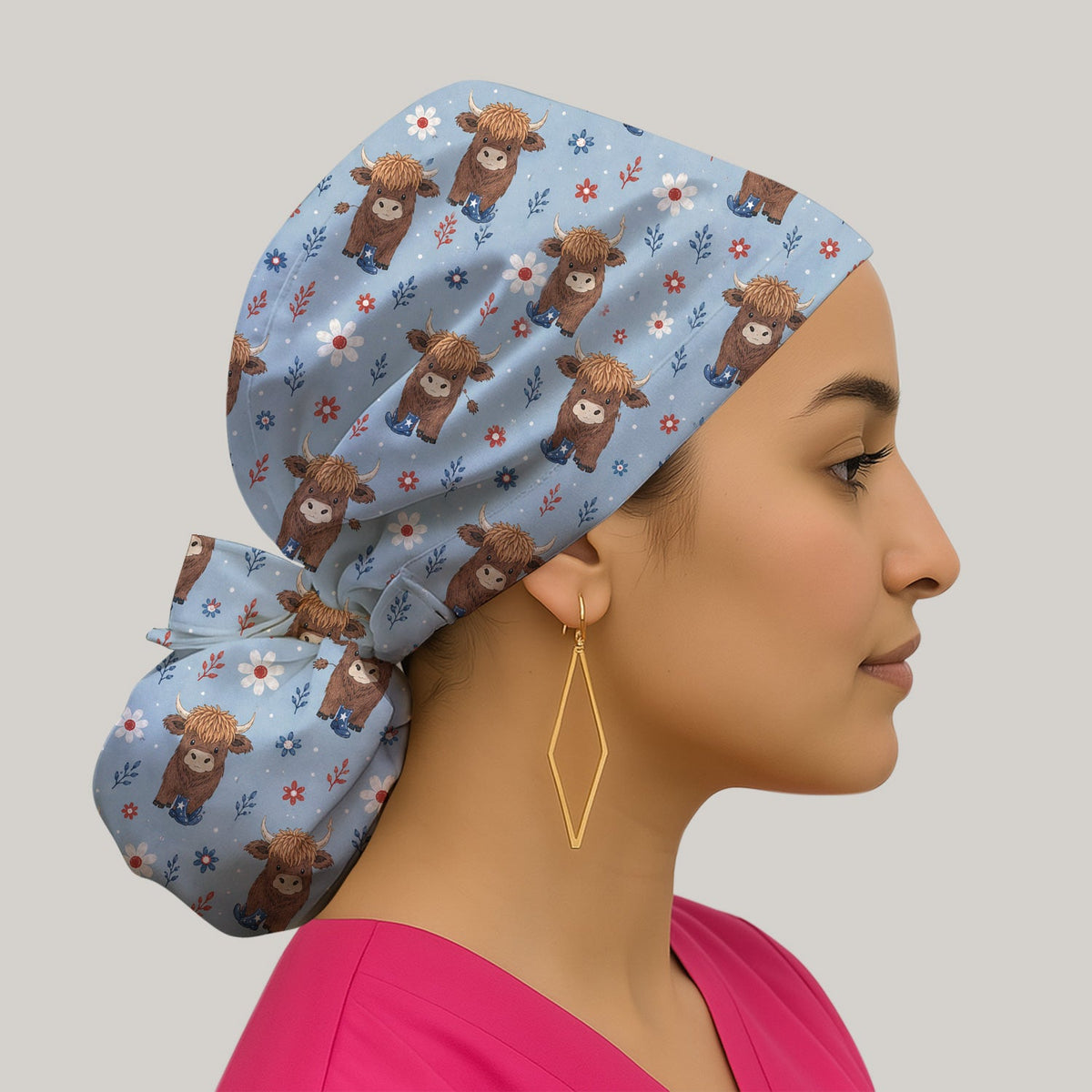 Floral Cowboy Boots Scrub Cap