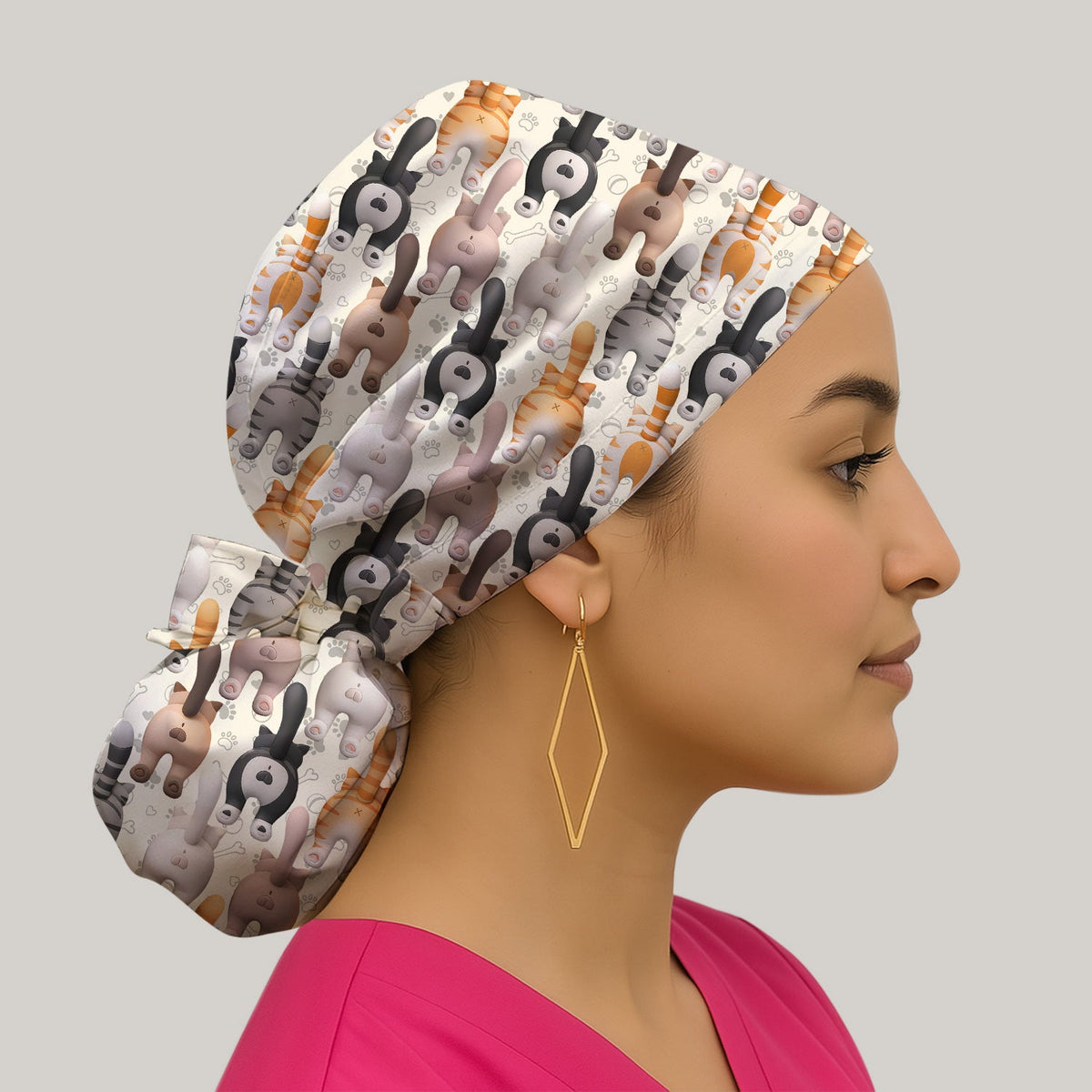Cat Butt Paw Print Scrub Cap