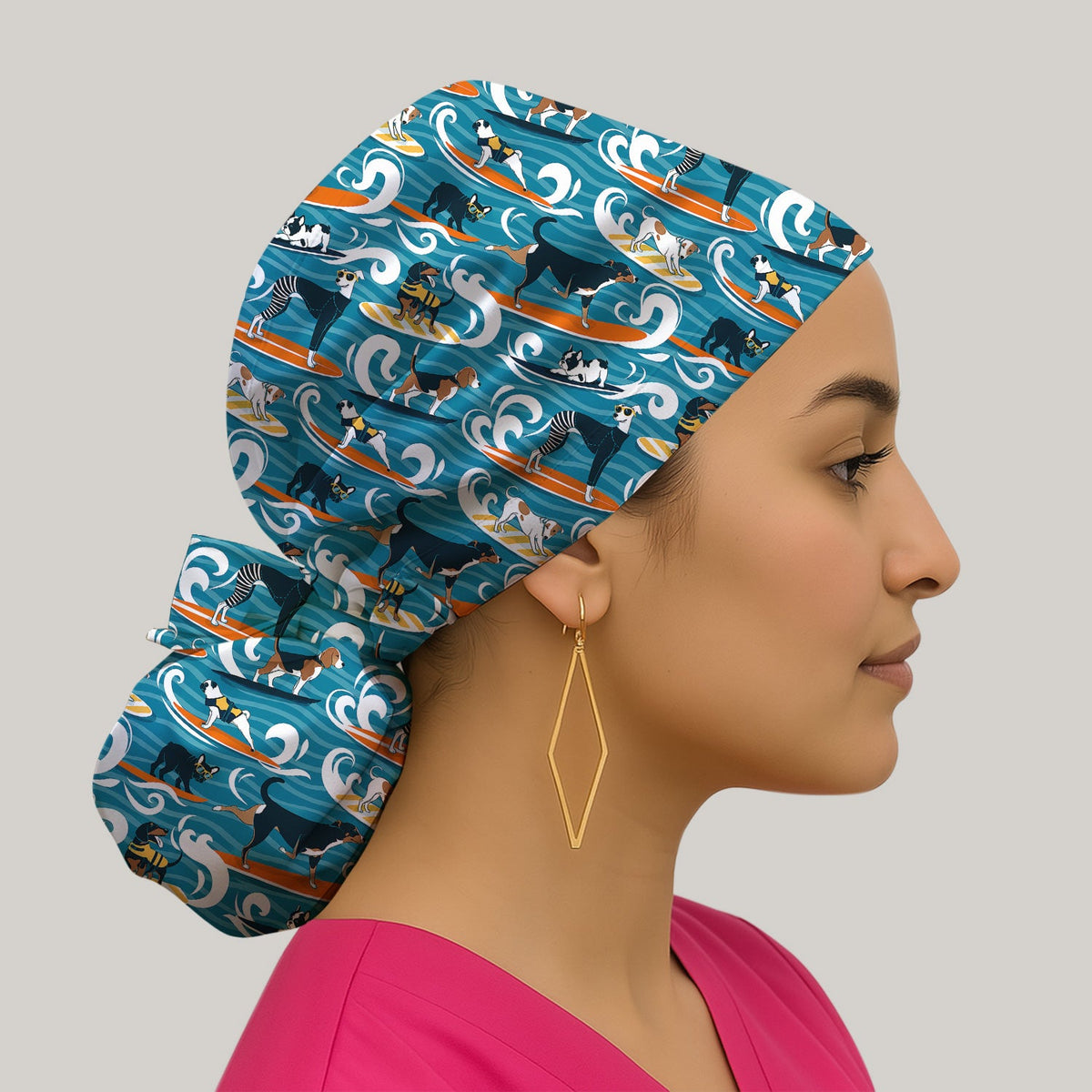 Surfing Dogs Ocean Wave Scrub Cap