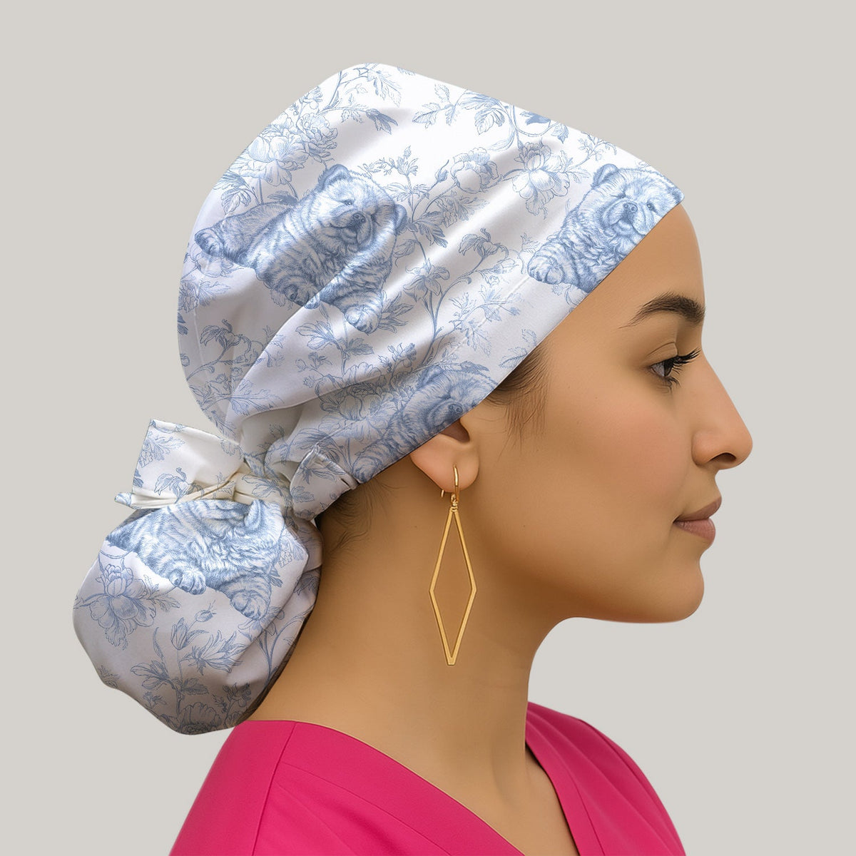Dog Cat Chinoiserie Scrub Cap