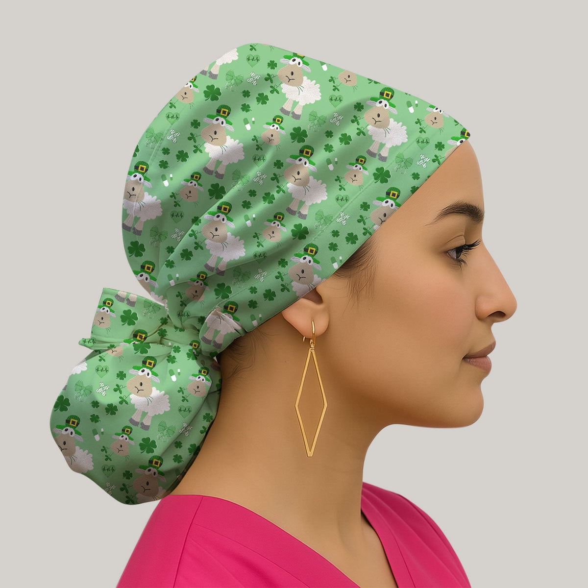 Sheep Shamrock Nurse Scrub Cap - St Patricks Day Gift