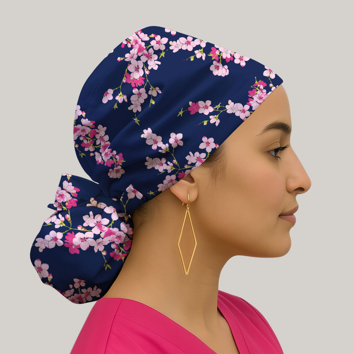 Elegant Cherry Blossom Scrub Cap