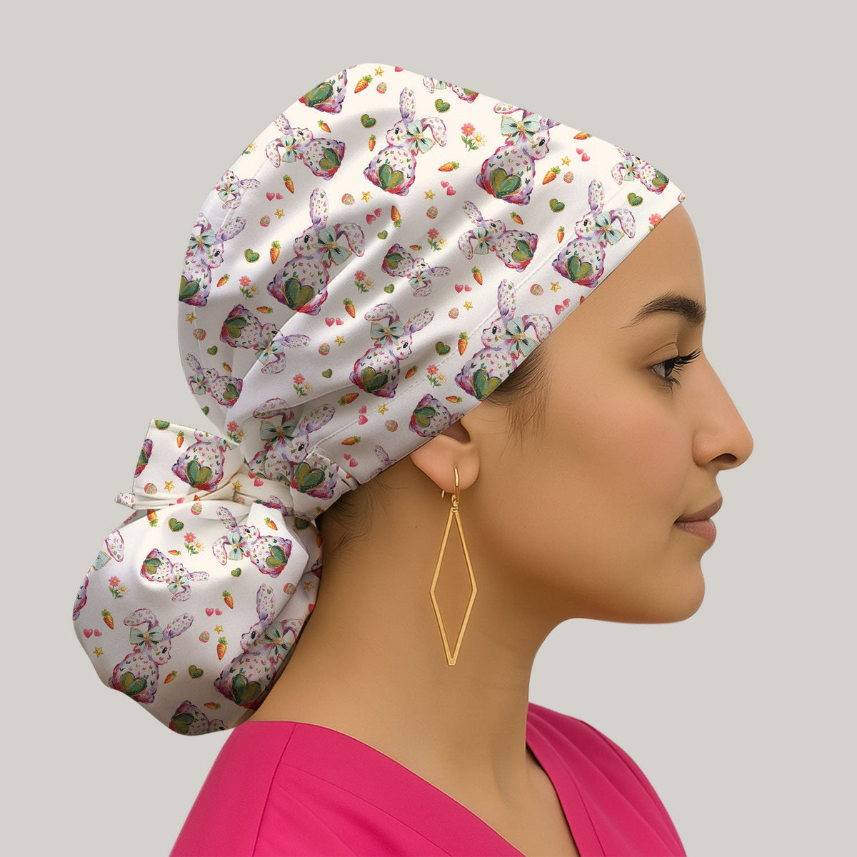 Pastel Bunny Easter Scrub Cap