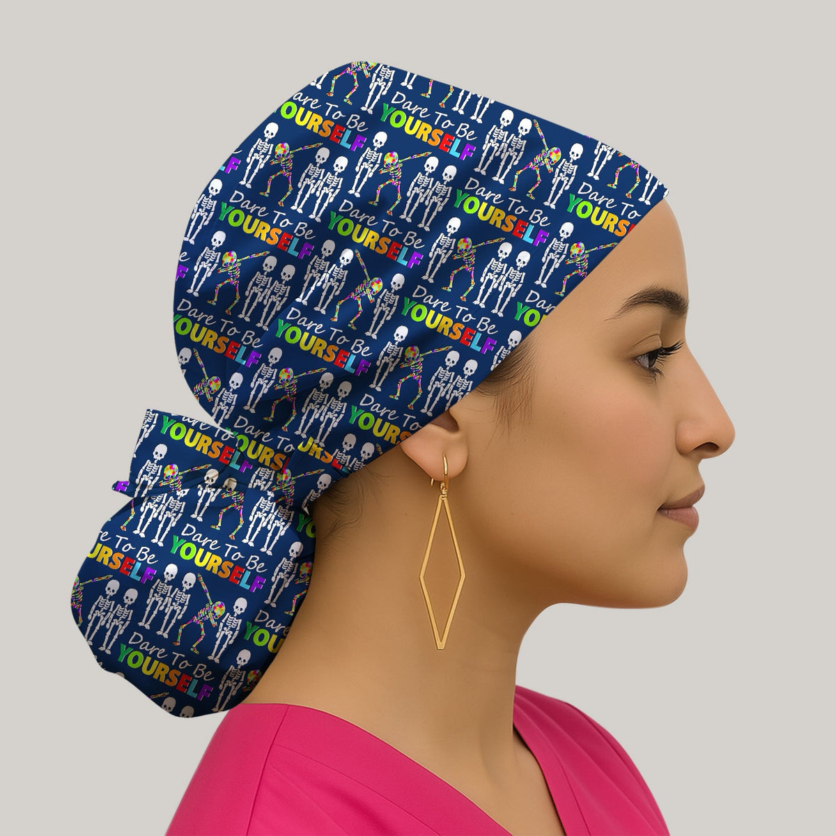 Rainbow Skeleton Dare To Be Yourself Scrub Cap