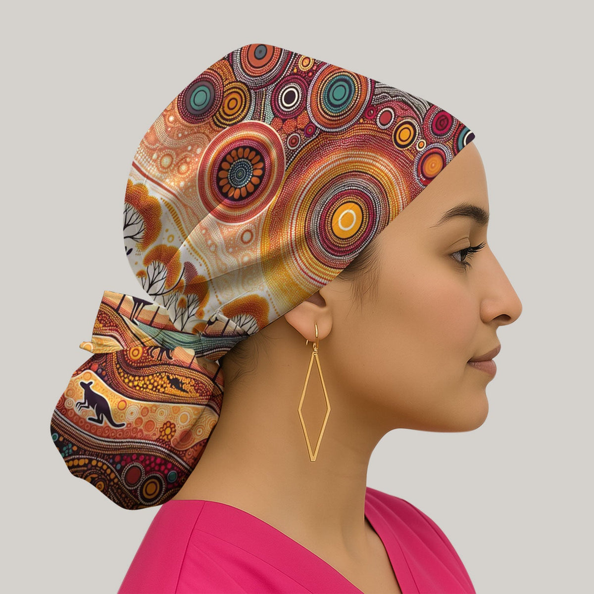 Aboriginal Kangaroo Art Scrub Cap
