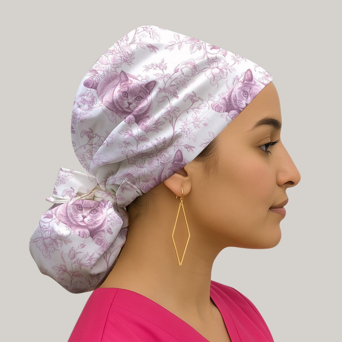 Dog Cat Chinoiserie Scrub Cap