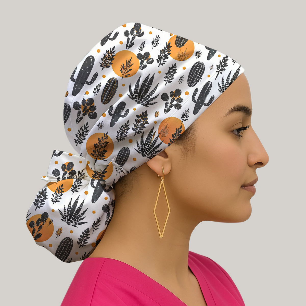 Desert Cactus Orange Sun Scrub Cap