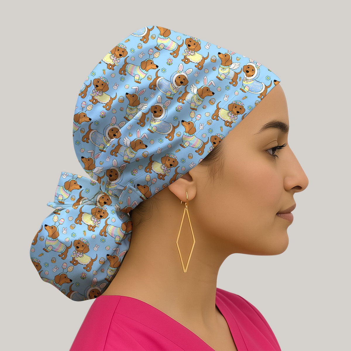 Dachshund Bunny Scrub Cap - Easter Gift For Nurse