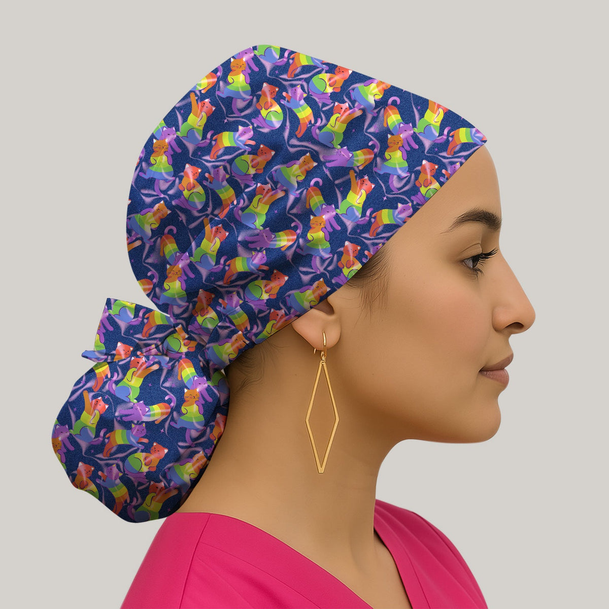 Rainbow Pride Cat Scrub Cap