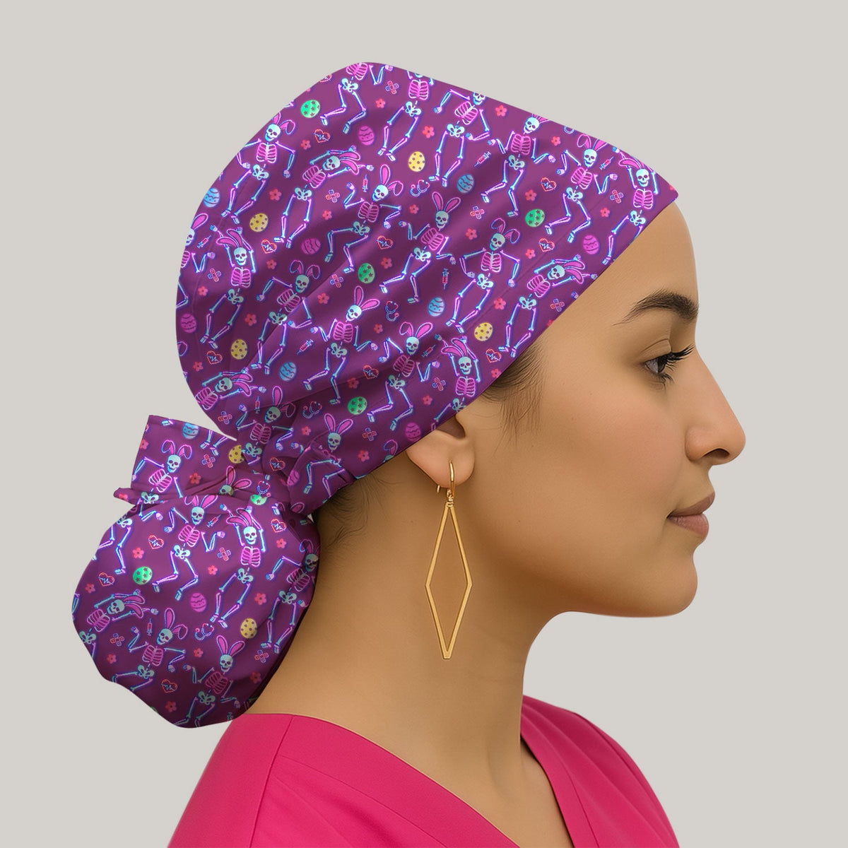 Neon Skeleton Scrub Cap - Easter Gift