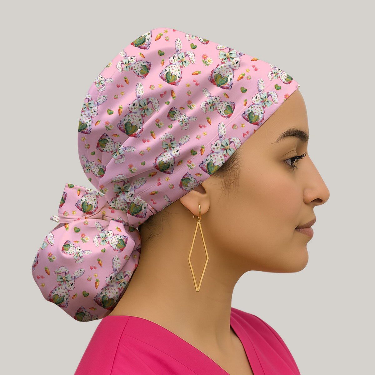 Pastel Bunny Easter Scrub Cap